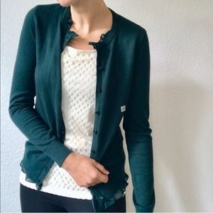 NWT Ann Taylor LOFT Outlet Ruffle Green Cardigan S